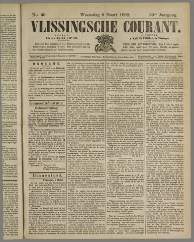 Vlissingse Courant 1892-03-09