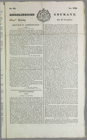 Zierikzeesche Courant 1829-11-17