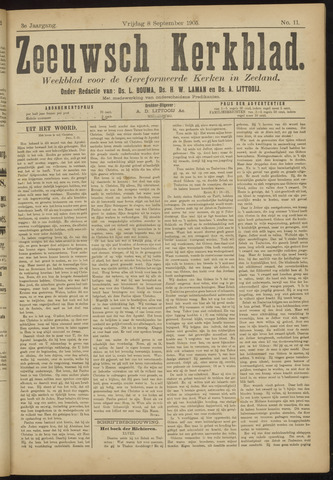 Zeeuwsche kerkbode, weekblad gewijd aan de belangen der gereformeerde kerken/ Zeeuwsch kerkblad 1905-09-08