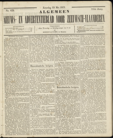 Ter Neuzensche Courant. Algemeen Nieuws- en Advertentieblad voor Zeeuwsch-Vlaanderen / Neuzensche Courant ... (idem) / (Algemeen) nieuws en advertentieblad voor Zeeuwsch-Vlaanderen 1871-05-13