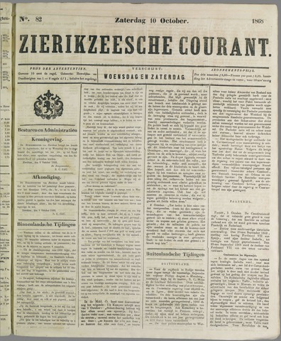 Zierikzeesche Courant 1868-10-10