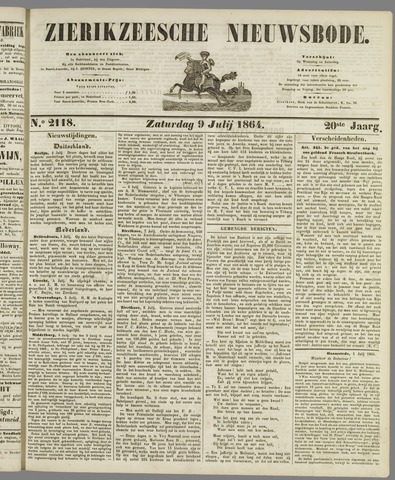 Zierikzeesche Nieuwsbode 1864-07-09