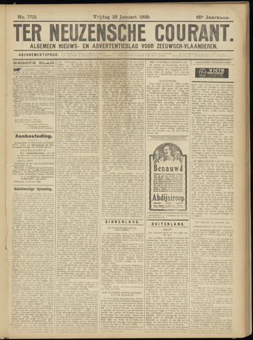 Ter Neuzensche Courant / Neuzensche Courant / (Algemeen) nieuws en advertentieblad voor Zeeuwsch-Vlaanderen 1925-01-23