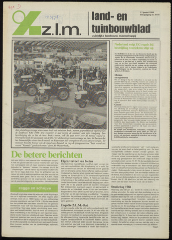 Zeeuwsch landbouwblad ... ZLM land- en tuinbouwblad 1984-01-27
