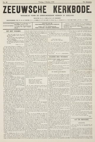 Zeeuwsche kerkbode, weekblad gewijd aan de belangen der gereformeerde kerken/ Zeeuwsch kerkblad 1937-10-01