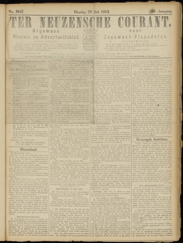 Ter Neuzensche Courant / Neuzensche Courant / (Algemeen) nieuws en advertentieblad voor Zeeuwsch-Vlaanderen 1913-07-29