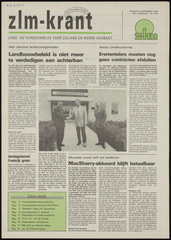 Zeeuwsch landbouwblad ... ZLM land- en tuinbouwblad 1992-09-25
