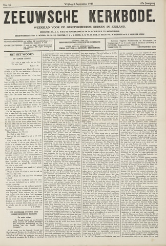 Zeeuwsche kerkbode, weekblad gewijd aan de belangen der gereformeerde kerken/ Zeeuwsch kerkblad 1933-09-08