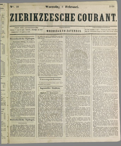 Zierikzeesche Courant 1870-02-02