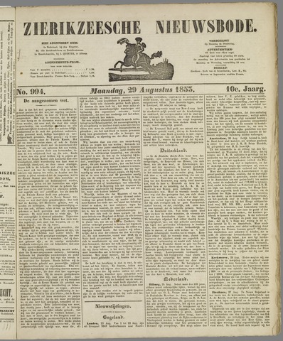 Zierikzeesche Nieuwsbode 1853-08-29