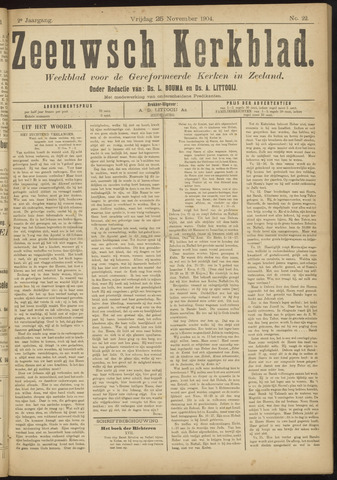 Zeeuwsche kerkbode, weekblad gewijd aan de belangen der gereformeerde kerken/ Zeeuwsch kerkblad 1904-11-25