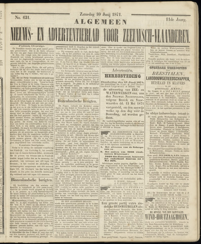 Ter Neuzensche Courant. Algemeen Nieuws- en Advertentieblad voor Zeeuwsch-Vlaanderen / Neuzensche Courant ... (idem) / (Algemeen) nieuws en advertentieblad voor Zeeuwsch-Vlaanderen 1871-06-10