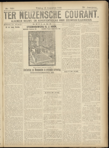 Ter Neuzensche Courant / Neuzensche Courant / (Algemeen) nieuws en advertentieblad voor Zeeuwsch-Vlaanderen 1922-08-18