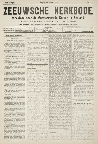Zeeuwsche kerkbode, weekblad gewijd aan de belangen der gereformeerde kerken/ Zeeuwsch kerkblad 1928-01-13