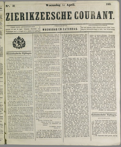 Zierikzeesche Courant 1868-04-15