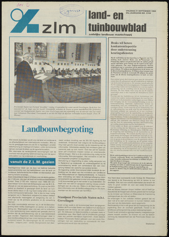 Zeeuwsch landbouwblad ... ZLM land- en tuinbouwblad 1984-09-21