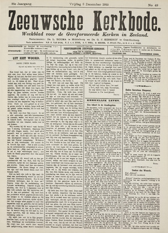 Zeeuwsche kerkbode, weekblad gewijd aan de belangen der gereformeerde kerken/ Zeeuwsch kerkblad 1922-12-08
