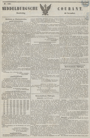 Middelburgsche Courant 1849-11-29