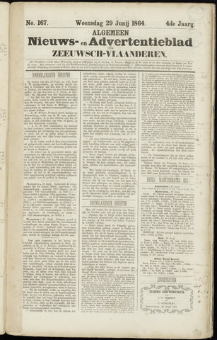 Ter Neuzensche Courant / Neuzensche Courant / (Algemeen) nieuws en advertentieblad voor Zeeuwsch-Vlaanderen 1864-06-29