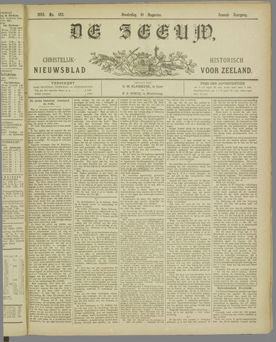 De Zeeuw. Christelijk-historisch nieuwsblad voor Zeeland 1893-08-10