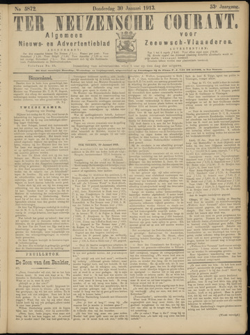 Ter Neuzensche Courant / Neuzensche Courant / (Algemeen) nieuws en advertentieblad voor Zeeuwsch-Vlaanderen 1913-01-30