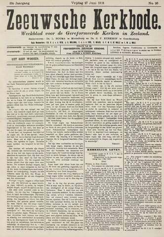 Zeeuwsche kerkbode, weekblad gewijd aan de belangen der gereformeerde kerken/ Zeeuwsch kerkblad 1919-06-27