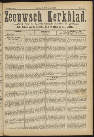 Zeeuwsche kerkbode, weekblad gewijd aan de belangen der gereformeerde kerken/ Zeeuwsch kerkblad 1906-02-23
