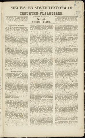 Ter Neuzensche Courant / Neuzensche Courant / (Algemeen) nieuws en advertentieblad voor Zeeuwsch-Vlaanderen 1855-07-11