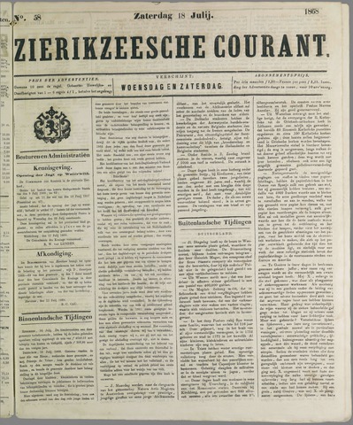 Zierikzeesche Courant 1868-07-18
