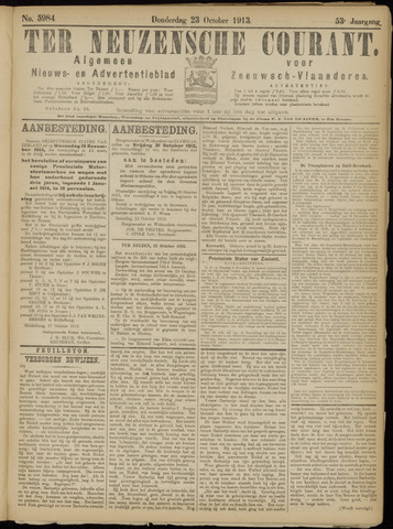 Ter Neuzensche Courant / Neuzensche Courant / (Algemeen) nieuws en advertentieblad voor Zeeuwsch-Vlaanderen 1913-10-23