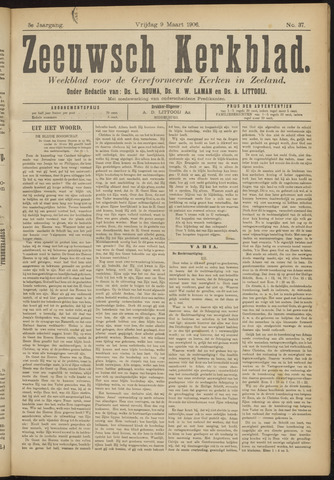 Zeeuwsche kerkbode, weekblad gewijd aan de belangen der gereformeerde kerken/ Zeeuwsch kerkblad 1906-03-09