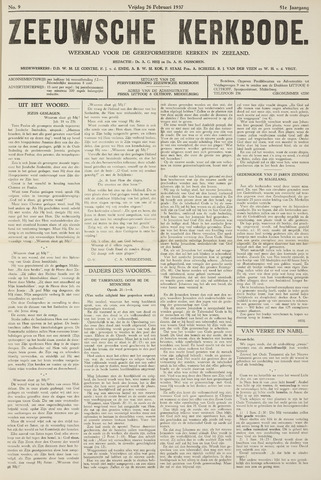 Zeeuwsche kerkbode, weekblad gewijd aan de belangen der gereformeerde kerken/ Zeeuwsch kerkblad 1937-02-26