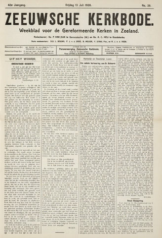 Zeeuwsche kerkbode, weekblad gewijd aan de belangen der gereformeerde kerken/ Zeeuwsch kerkblad 1928-07-13