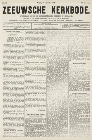 Zeeuwsche kerkbode, weekblad gewijd aan de belangen der gereformeerde kerken/ Zeeuwsch kerkblad 1932-09-23