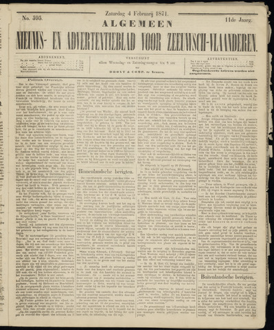 Ter Neuzensche Courant. Algemeen Nieuws- en Advertentieblad voor Zeeuwsch-Vlaanderen / Neuzensche Courant ... (idem) / (Algemeen) nieuws en advertentieblad voor Zeeuwsch-Vlaanderen 1871-02-04