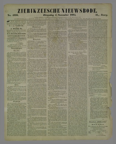 Zierikzeesche Nieuwsbode 1884-11-04