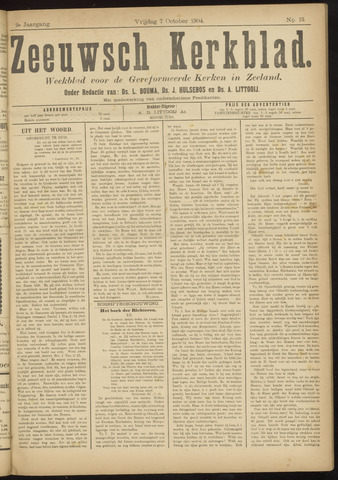 Zeeuwsche kerkbode, weekblad gewijd aan de belangen der gereformeerde kerken/ Zeeuwsch kerkblad 1904-10-07