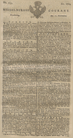 Middelburgsche Courant 1774-11-10