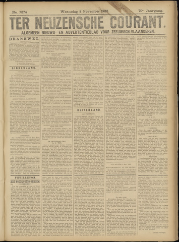 Ter Neuzensche Courant / Neuzensche Courant / (Algemeen) nieuws en advertentieblad voor Zeeuwsch-Vlaanderen 1922-11-08