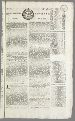 Zierikzeesche Courant 1815-06-27