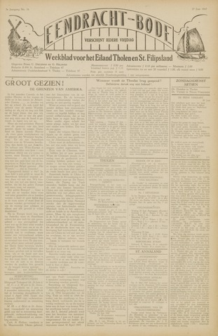 Eendrachtbode /Mededeelingenblad voor het eiland Tholen 1947-06-27