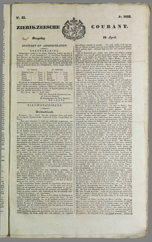 Zierikzeesche Courant 1833-04-16