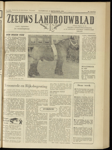 Zeeuwsch landbouwblad ... ZLM land- en tuinbouwblad 1958-09-13