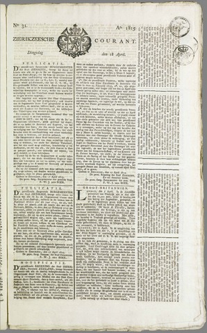 Zierikzeesche Courant 1815-04-18