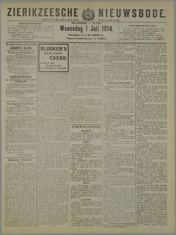 Zierikzeesche Nieuwsbode 1914-07-01