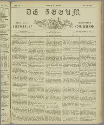 De Zeeuw. Christelijk-historisch nieuwsblad voor Zeeland 1893-12-14