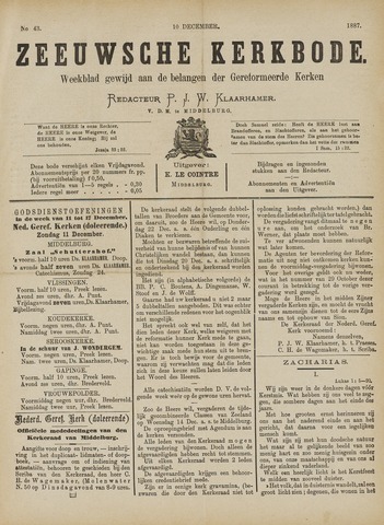 Zeeuwsche kerkbode, weekblad gewijd aan de belangen der gereformeerde kerken/ Zeeuwsch kerkblad 1887-12-10