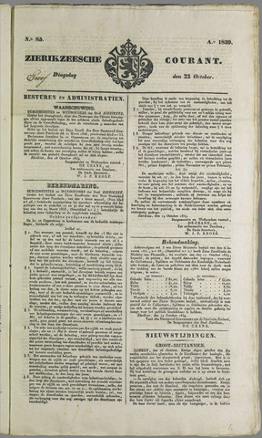 Zierikzeesche Courant 1839-10-22