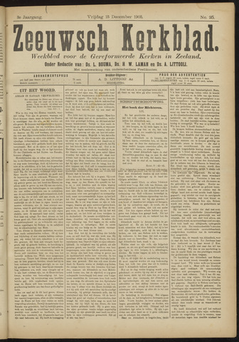Zeeuwsche kerkbode, weekblad gewijd aan de belangen der gereformeerde kerken/ Zeeuwsch kerkblad 1905-12-15