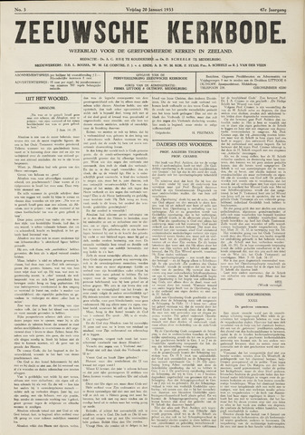 Zeeuwsche kerkbode, weekblad gewijd aan de belangen der gereformeerde kerken/ Zeeuwsch kerkblad 1933-01-20